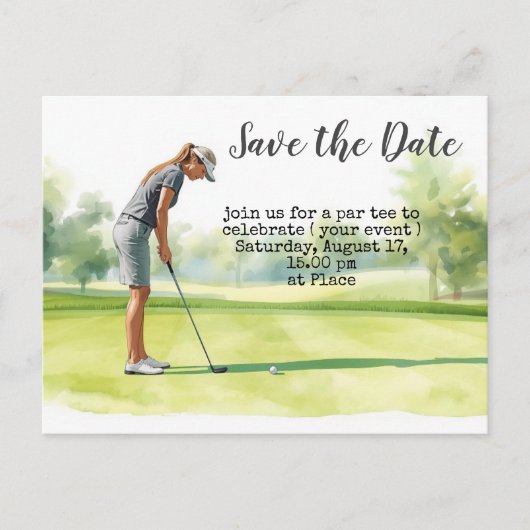 Golf save the date voor vrouwentoernooi briefkaart (Voorkant)