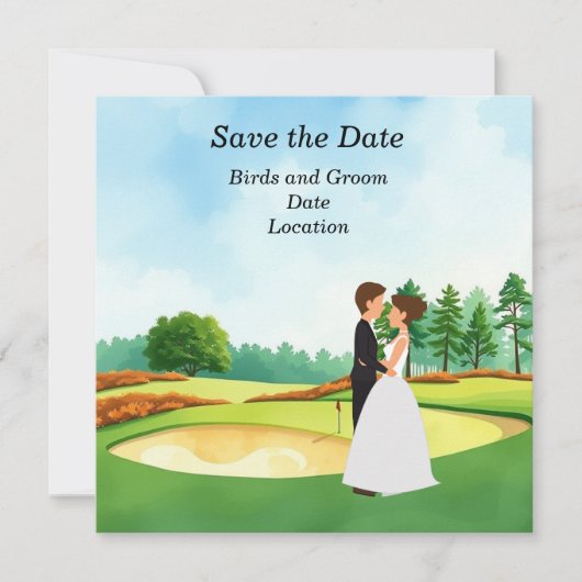 Golf Save the Date Wedding Party Kaart (Voorkant)