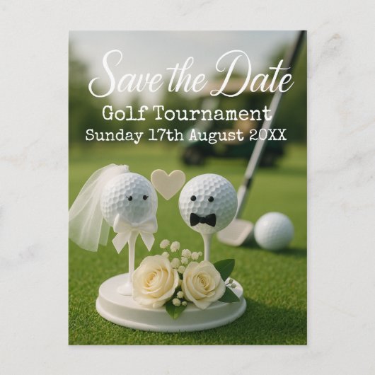 Golf Save the date wedding themed for golfer Aankondigingskaart (Voorkant)