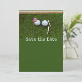 Golf Save the date with American flag and golf bal Kaart (Staand voorkant)