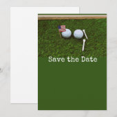 Golf Save the date with American flag and golf bal Kaart (Voorkant / Achterkant)
