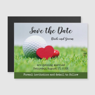 Golf Save the date with golf and hart Magnetic I Magnetische Uitnodiging