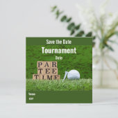 Golf Save the Date with golf ball party par t-shir (Staand voorkant)