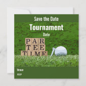 Golf Save the Date with golf ball party par t-shir (Voorkant)