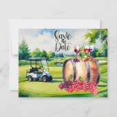 Golf Save the Date with golf balls on green grass Kaart (Voorkant)