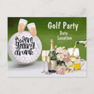 Golf Save the datum voor vrijgezellenfeest Briefkaart