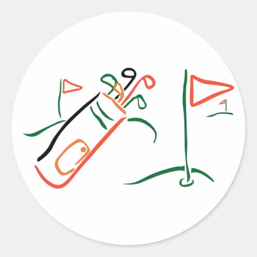 Golf Scene Ronde Sticker (Voorkant)