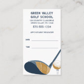 Golf School Golf Les Herinnering Tee Tijd Visitekaartje (Voorkant)