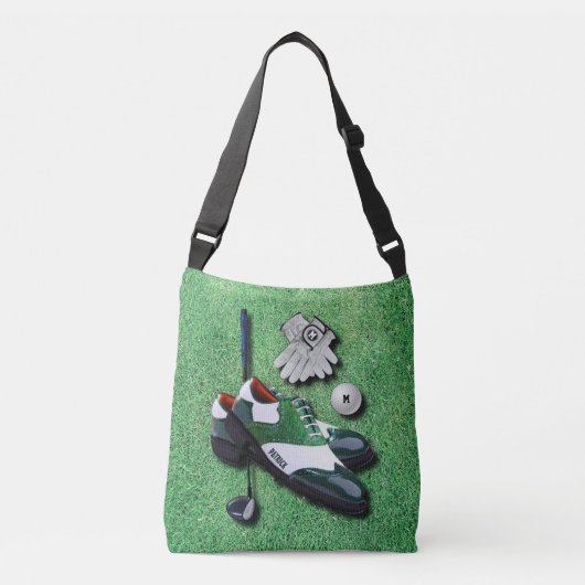 Golf schoten kogelhandschoenen met Jouw naam Crossbody Tas (Voorkant)