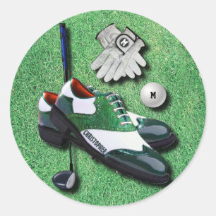Golf schoten kogelhandschoenen met Jouw naam Ronde Sticker