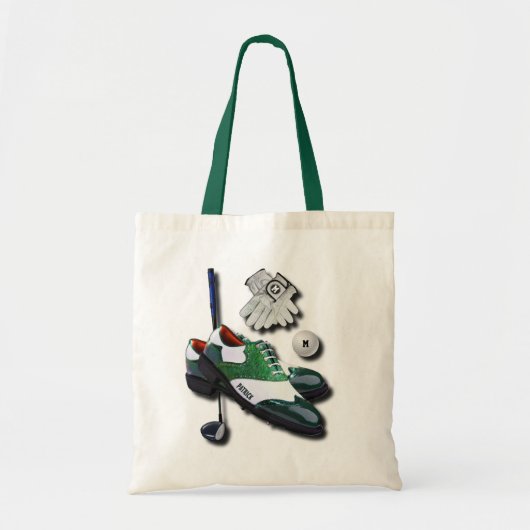 Golf schoten kogelhandschoenen met Jouw naam Tote Bag (Voorkant)