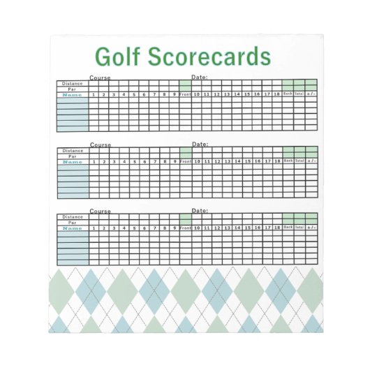 Golf Scorecards Notitieblok (Voorkant)