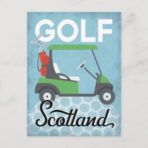 Golf Scotland - Retro Vintage Travel Briefkaart
