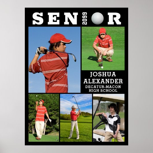 Golf Senior Afstuderen 5 Fotocollage Poster (Voorkant)