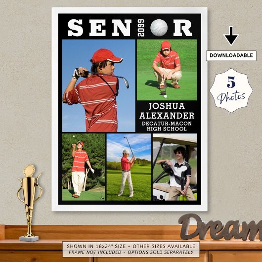 Golf Senior Afstuderen 5 Fotocollage Poster