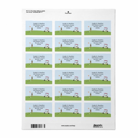 Golf Shipping Adresetiketten Etiket (Full Sheet)