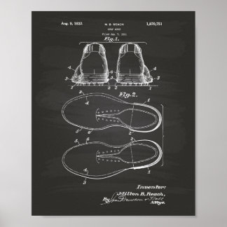 Golf Shoe 1932 Patent Art - Chalkboard Poster
