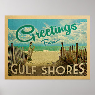 Golf Shores Beach Vintage Travel Poster