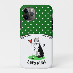 Golf Siberian Husky (zwart) Dog die Cute Funny spe Case-Mate iPhone Case