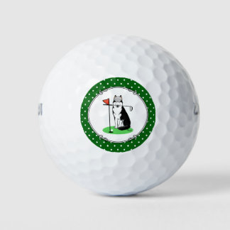 Golf Siberian Husky (zwart) Dog die Cute Funny spe Golfballen