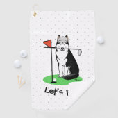Golf Siberian Husky (zwart) Dog die Cute Funny spe Golfhanddoek (Insitu)