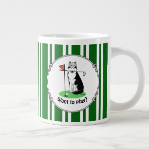 Golf Siberian Husky (zwart) Dog die Cute Funny spe Grote Koffiekop