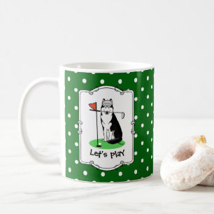 Golf Siberian Husky (zwart) Dog die Cute Funny spe Koffiemok