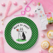 Golf Siberian Husky (zwart) Dog die Cute Funny spe Papieren Bordje (Feest)