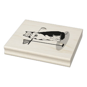 Golf Siberian Husky (zwart) Dog die Cute Funny spe Rubberstempel