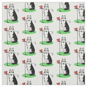 Golf Siberian Husky (zwart) Dog die Cute Funny spe Stof