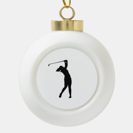 Golf Silhouet Keramische Bal Kerst Ornament Gi (Voorkant)
