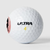 Golf Silhouet, Vrouw, Naam, Op Rood Golfballen (Logo)