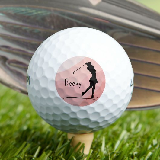 Golf Silhouet, Vrouw, Naam, Op Rood Golfballen