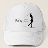 Golf Silhouette, Female, Name, Text Trucker Pet (Voorkant)