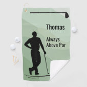Golf Silhouette, Male, Name On Green Golfhanddoek (Insitu)