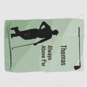 Golf Silhouette, Male, Name On Green Golfhanddoek (Horizontaal)