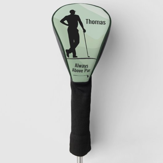 Golf Silhouette, Mannelijk, Naam, Tekst Golfheadcover (Voorkant)