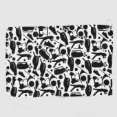 Golf Silhouette Patroon Classic Zwart & Wit Golfhanddoek (Horizontaal)