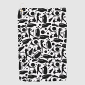 Golf Silhouette Patroon Classic Zwart & Wit Golfhanddoek (Voorkant)