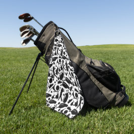 Golf Silhouette Patroon Classic Zwart & Wit Golfhanddoek