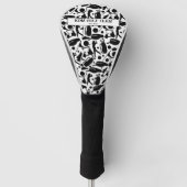 Golf Silhouette Patroon Classic Zwart & Wit Golfheadcover (Voorkant)