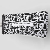 Golf Silhouette Patroon Classic Zwart & Wit Golfheadcover (Voorkant)