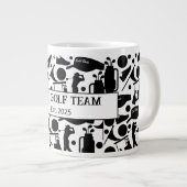Golf Silhouette Patroon Classic Zwart & Wit Grote Koffiekop (Voorkant rechts)