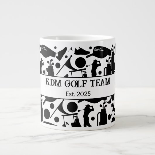 Golf Silhouette Patroon Classic Zwart & Wit Grote Koffiekop (Voorkant)