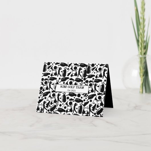 Golf Silhouette Patroon Classic Zwart & Wit Kaart (Voorkant)