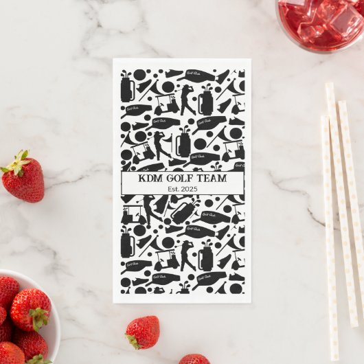 Golf Silhouette Patroon Classic Zwart & Wit Servet (Insitu)