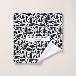 Golf Silhouette Patroon Classic Zwart & Wit Washandje