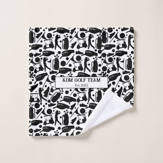 Golf Silhouette Patroon Classic Zwart & Wit Washandje (Wasdoekje)