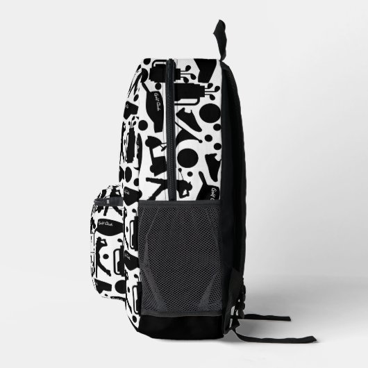 Golf Silhouette Pattern Classic Black & White  Bedrukte Rugzak (Rechts)