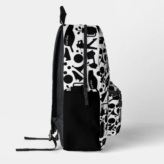 Golf Silhouette Pattern Classic Black & White  Bedrukte Rugzak (Links)